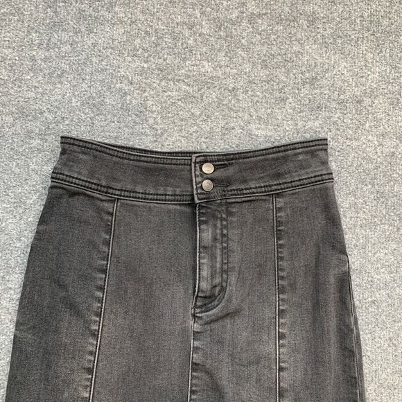 We The Free People Skirt Womens 26 Black Fade Denim Maddie Zip Front Slit Midi - Picture 4 of 12